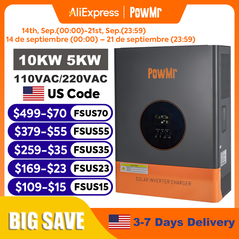 Drone Solar Charger - PowMr 10KW 5KW Split-Phase-Wechselrichter 48V 110V
